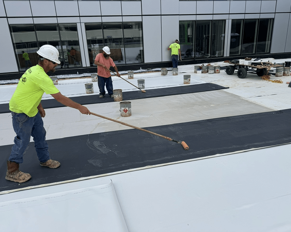 Fydea commercial roofing crew working on a project